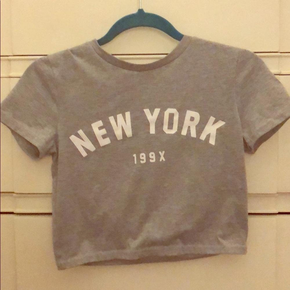 XS New York Crop Top (grey and white)